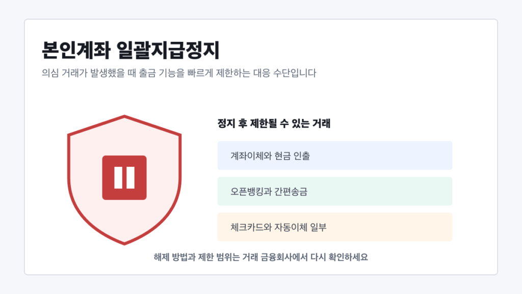 본인계좌 일괄지급정지 신청 | 해제 방법과 제한 거래